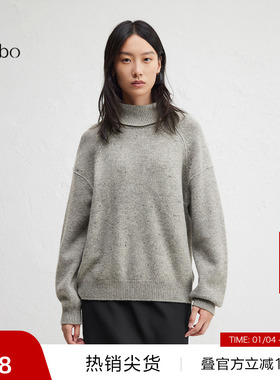 【播奥莱】播 bo 商场同款针织衫女24冬灰色宽松毛衣BDR4SD2428
