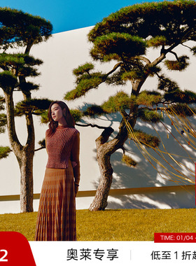 【播奥莱】播商场同款倪妮同款美拉德春秋拼接连衣裙女BDQ3LD0421