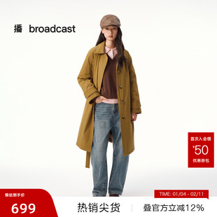 【播奥莱】播复古中长款翻领羽绒服女秋冬外套DDS4RD5276