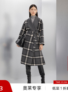 【播奥莱】播格子羊毛呢大衣女商场同款冬呢大衣BDQ4AD1169