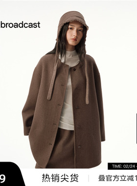 【播奥莱】播时髦洋气灰色短款毛呢外套女秋冬宽松上衣DDS4AD5116