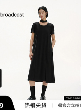 【播奥莱】播商场同款收腰气质小黑裙女25夏短袖裙子BDS2LD2240