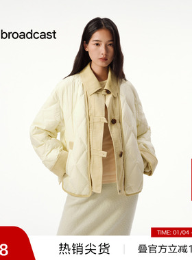 【播奥莱】播撞色翻领短款羽绒服女秋冬宽松保暖外套DDS4RD5278