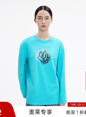 【播奥莱】播商场同款休闲宽松长袖T恤女春秋通勤上衣BDP4YD1570