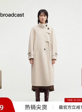 【播奥莱】播商场同款新中式大衣女24冬中长款毛呢外套BDR4AD3746