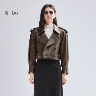 美拉德机车皮衣女复古短外套BDR1WD2411 商场同款 播