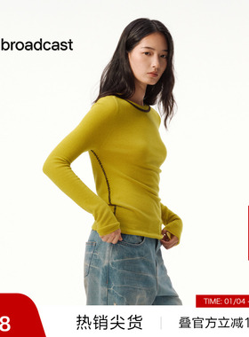 【播奥莱】播修身圆领气质针织衫女秋冬黑色内搭上衣DDS4SD5189