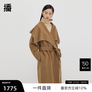 斗篷呢外套BDQ4AD1307 播奥莱 播驼绒毛呢大衣女商场同款 中长款