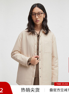 【播奥莱】播秋休闲宽松棉服外套女轻薄翻领棉衣DDR4PD5070