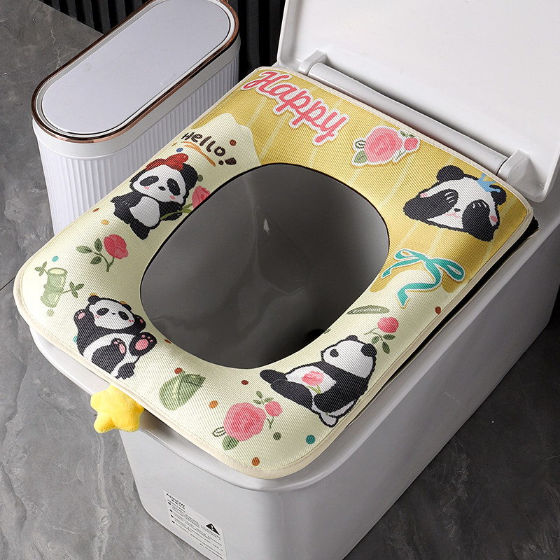 方形卡通马桶垫冰丝夏季家用四季通用加大加厚拉链全包防水坐便套