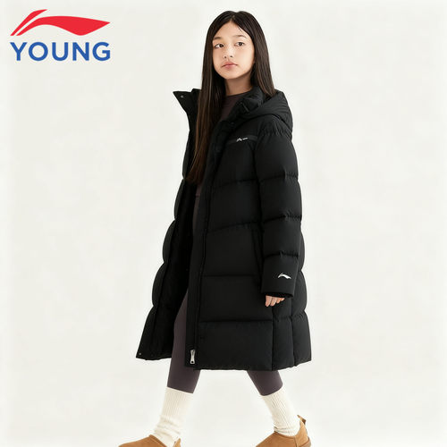 李宁儿童长款羽绒服大童冬季新款