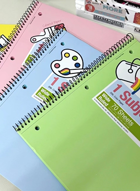 凯萨KAISA原彩系列高颜值笔记本彩色线圈本彩色内页笔记本横线小清新分栏笔记手账ins风可易撕线横线记事本子