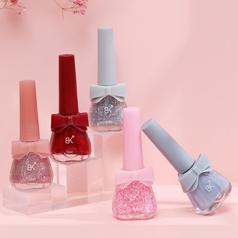 BK夏季蝴蝶结水性指甲油纯色免烤网红显白色马卡龙裸色13ml美甲店