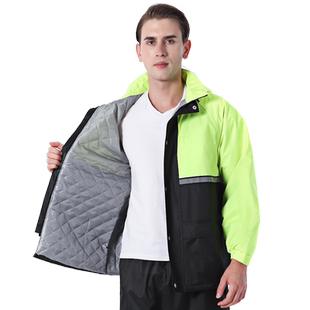 保暖加棉加绒雨衣雨裤套装男款防风防水冬季骑行外卖骑手防寒加厚