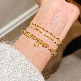 谷岚「钱多多」天然黄水晶金发晶手串女款招财转运2026福袋手链