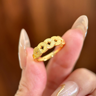 谷岚「财运亨通」纯银碎冰冰五帝钱食指戒指女轻奢招财手饰2025