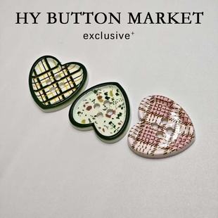 HY复古可爱装 diy扣 饰高颜值美拉德色系风爱心纽扣衬衫 外套polo衫