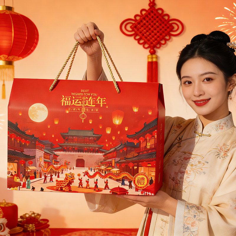 通用年货礼盒新年礼盒年货包装盒坚果土特产熟食高档包装盒定制批,包装,礼品盒,淘宝优惠券,粉丝福利购,淘宝优惠卷