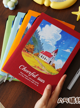 A5风景油画笔记本本子ins 高颜值学生记事本初高中生日记本生日礼物小清新少女心课堂笔记作业本超萌奖品礼品
