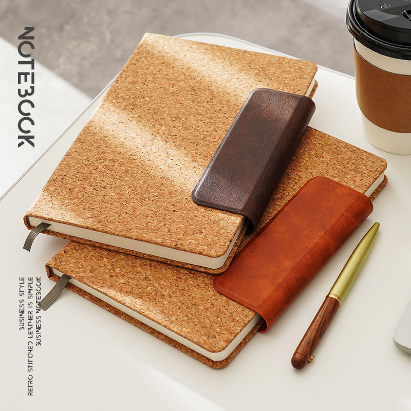 新款A5创意绿色环保软木笔记本本子PU拼接磁吸扣商务记事本企业定制可印LOGO教师节送礼办公会议记录本日记本