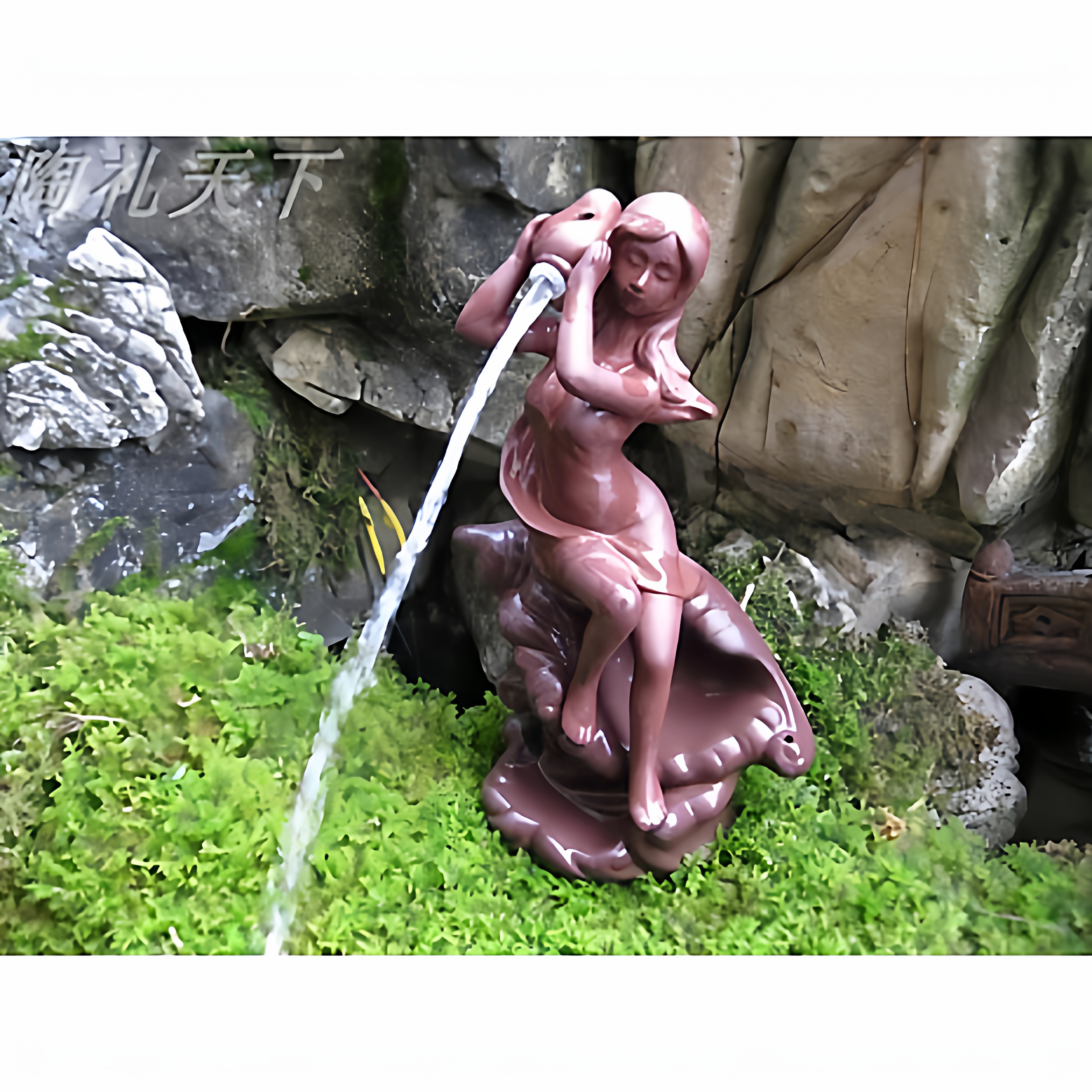 陶瓷户外紫砂喷水海螺美女摆件