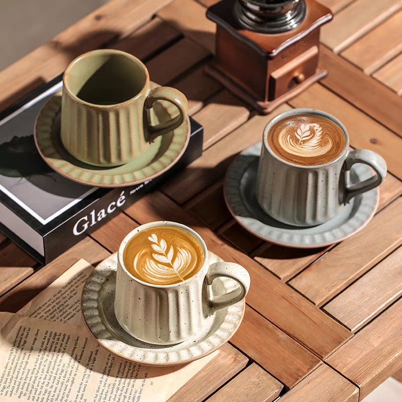 日式复古咖啡杯碟套装窑变陶瓷马克杯拿铁拉花杯精致牛奶杯点心碟,餐饮具,咖啡杯,淘宝优惠券,粉丝福利购,淘宝优惠卷