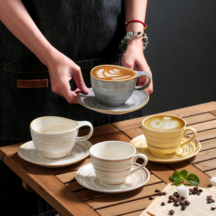 瓷掌柜咖啡杯美式复古窑变设计感小众陶瓷拉花杯下午茶套装280ml