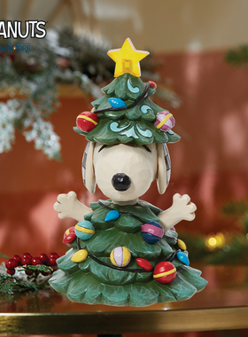 enesco史努比圣诞亮灯摆件史努比手办可亮灯设计圣诞礼物送女生