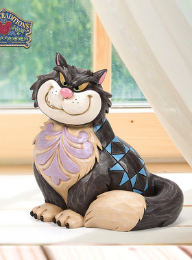 enesco迪士尼周边手办坏猫路西法迷你路西法摆件顽皮鲁斯佛周边