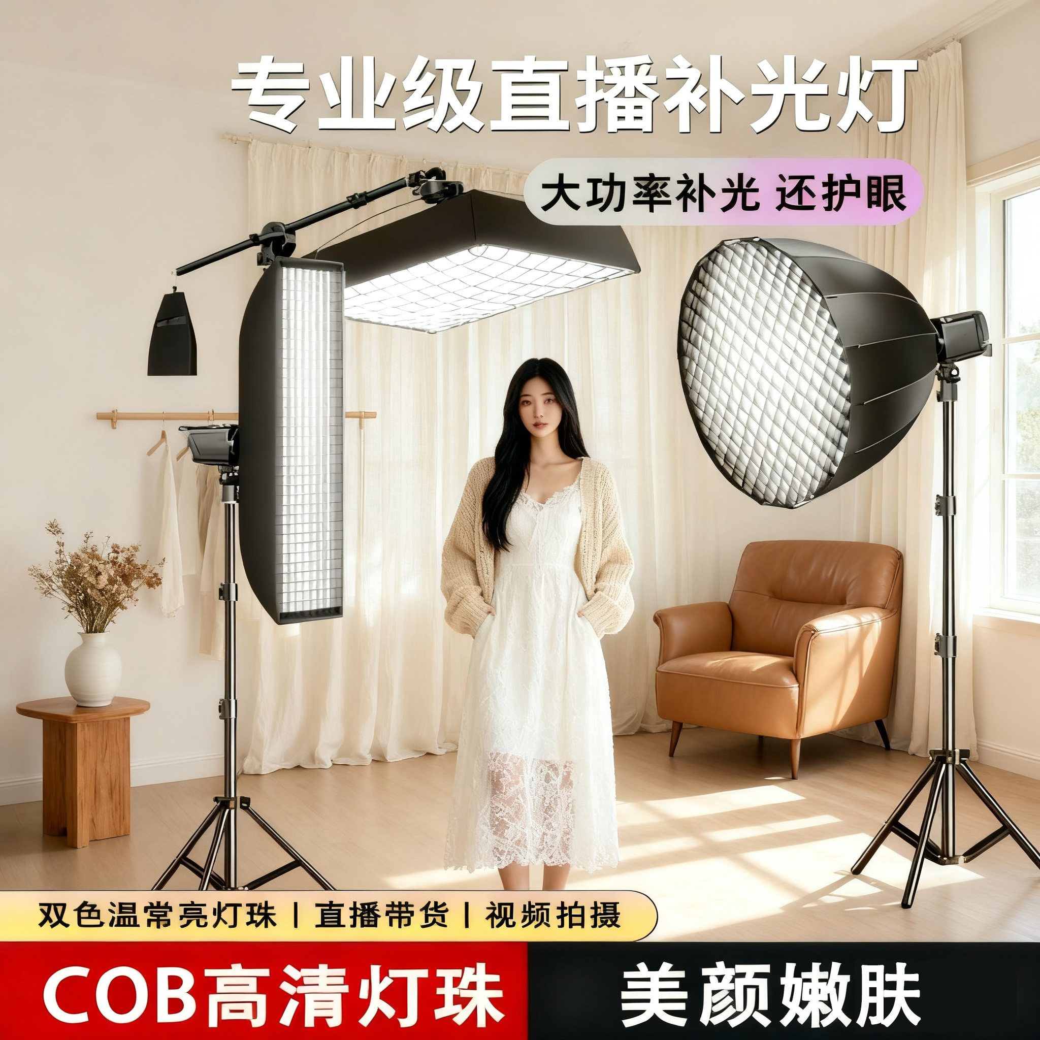 200W专业直播补光灯常亮双色温