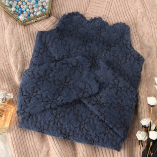 半高领磨毛加绒蕾丝打底衫 洋气时髦内搭网纱上衣女 女秋冬2025新款