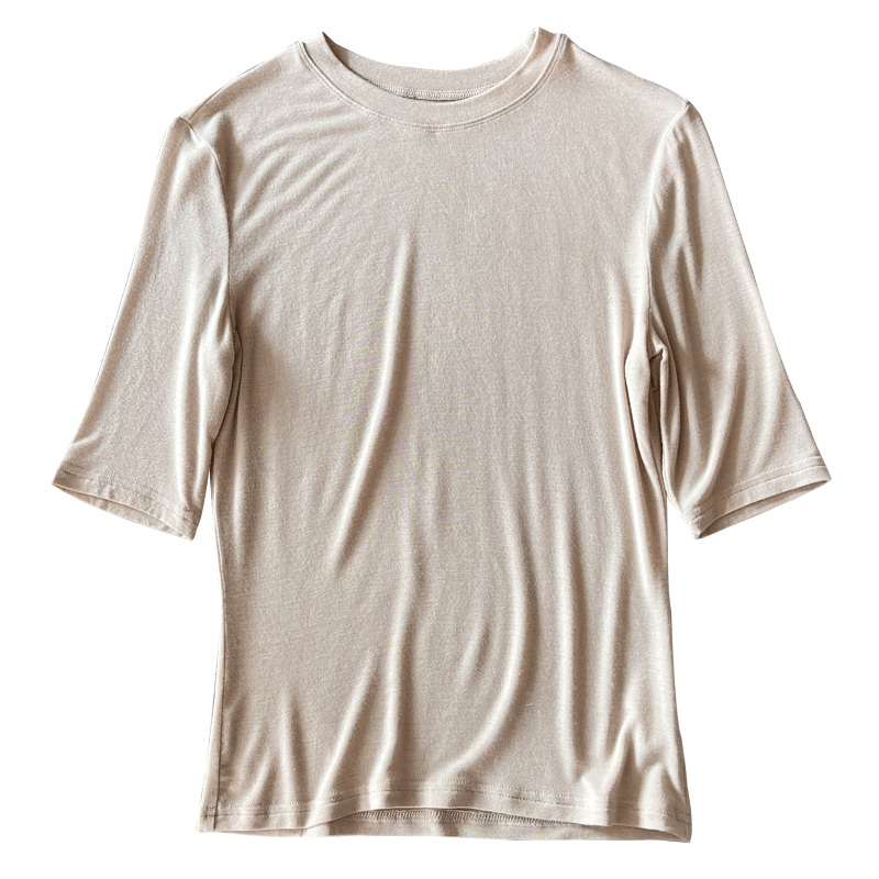 小圆领莫代尔t恤女短袖夏季新款超弹皮肤衣中袖薄款内搭打底衫女