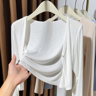 配裙子空调衫 女披肩夏季 针织坎肩小外套 外搭薄款 白色冰丝防晒开衫