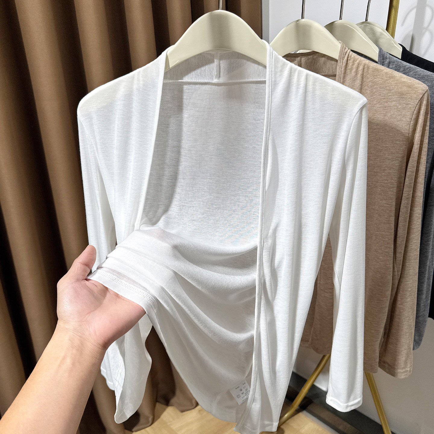 白色防晒中长款开衫女夏季配吊带长裙外搭小披肩罩衫薄款上衣外套