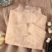 薄款 洋气毛衣叠穿内搭小衫 网纱上衣 女秋冬2026新款 高端蕾丝打底衫