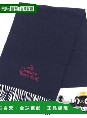 日本直邮Vivienne Westwood 女士羊毛围巾蓝色刺绣Logo81030007W0