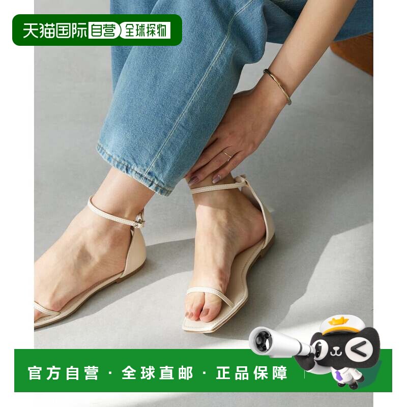 日本直邮平底凉鞋 1001象牙白 细带PU方头单鞋 - 实物图