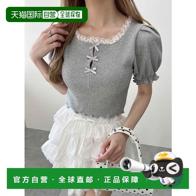 1h可退 日本直邮PHILLY 女士蕾丝装饰方领上衣 PWC25SS046