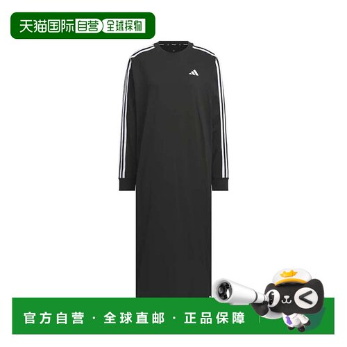 日本直邮adidas W ESS+ 3S 长袖连衣裙 黑色