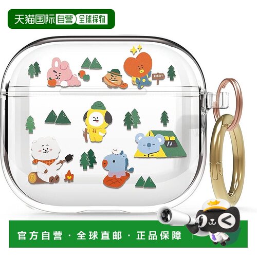【日本直邮】elago AirPods3透明BT21保护壳带挂钩 THE GREEN PLA