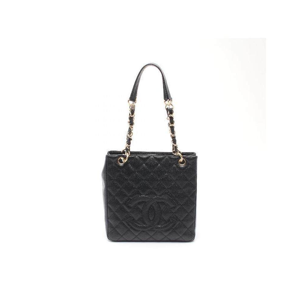 日本直邮中古Chanel香奈儿女包A级95新PST鱼子酱牛皮革托特包黑色,箱包皮具/热销女包/男包,托特包,淘宝优惠券,粉丝福利购,淘宝优惠卷