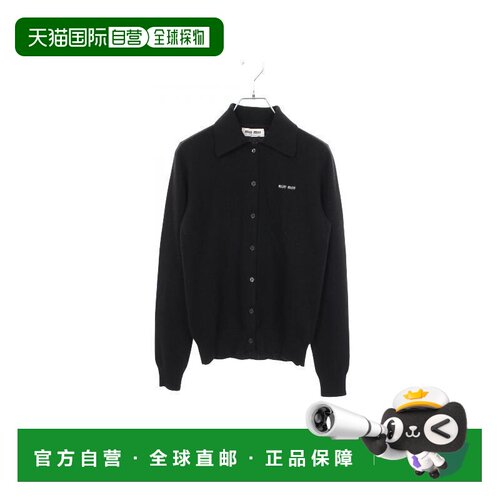 日本直邮中古Miu Miu缪缪女A级95新cardigan开衫羊毛上衣黑色
