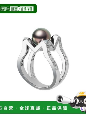 日潮跑腿MIKIMOTO 御木本时尚女款黑唇珍珠百搭活口欧美戒指指环D