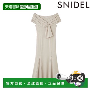 自营 SNIDEL 秋冬蝴蝶结图案连衣裙长款短袖适合正式场合穿着 (sw