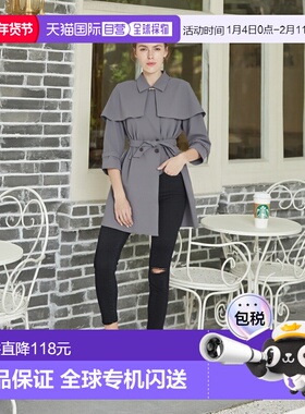 日潮 GRL带丝带腰带的披肩式长款大衣kz379外套风衣