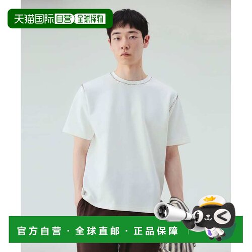 1h可退 日本直邮BEAMS HEART 男士 吸水速干纸板纹肌理圆领T恤 42