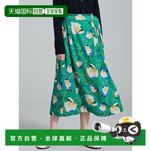 日本直邮Ballsey 常春藤花印花 不对称褶皱半身裙 中长裙A字裙