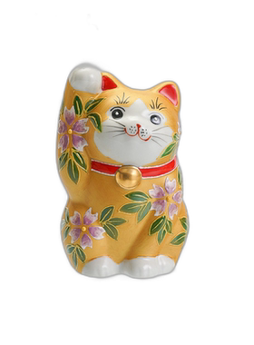 日本直邮九谷烧礼品包装3.8云金樱花招财猫(右上) 摆件招财猫招财