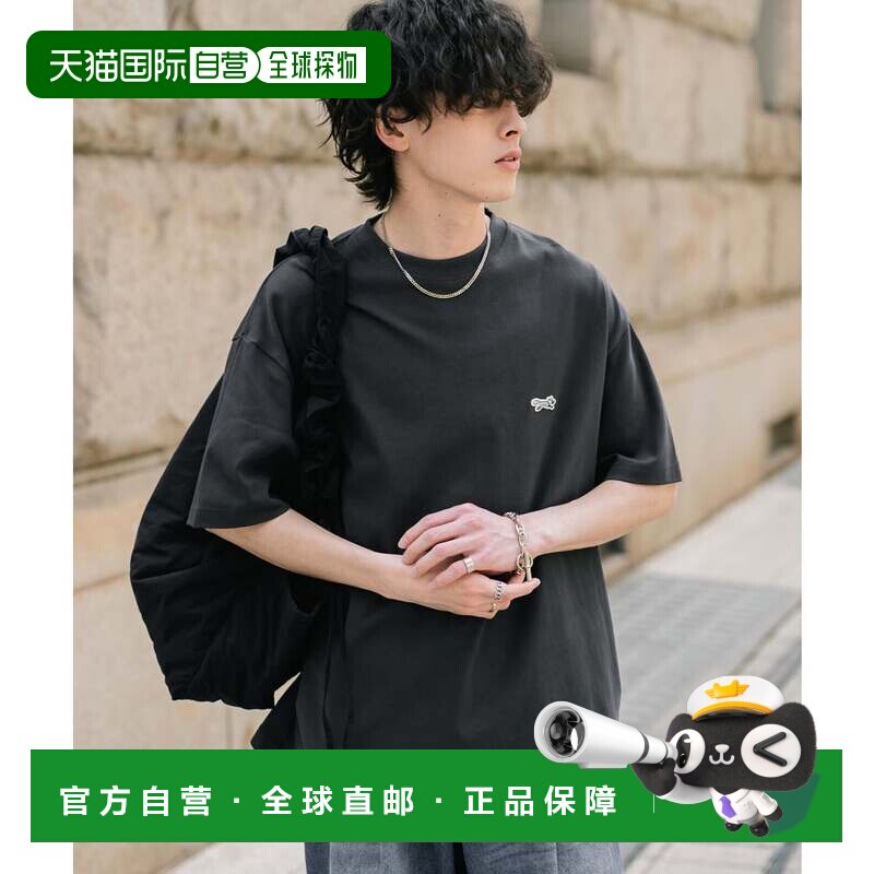 日本直邮PENNEYS 男士T恤 炭灰色 无 Logo 刺绣 宽松大廓形短袖 - 实物图