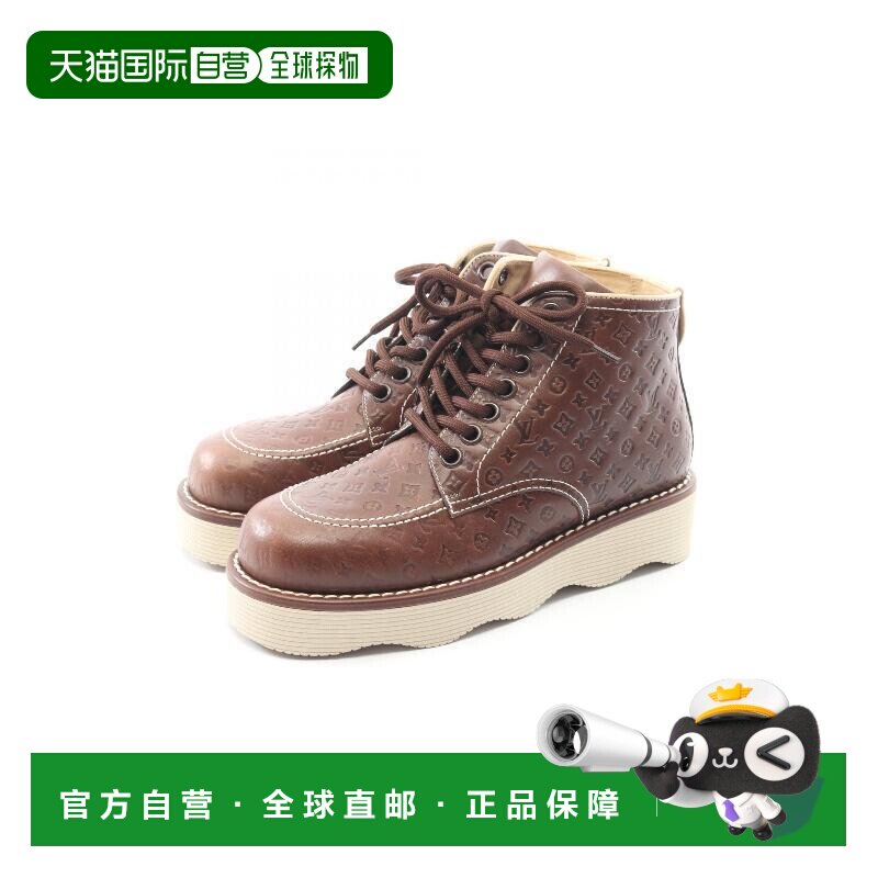 日本直邮中古LV路易威登男A级95新boots靴牛皮鞋棕色厚底鞋